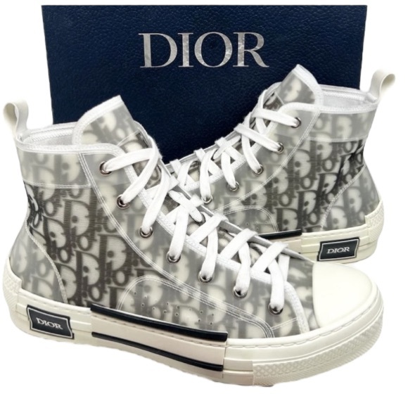 😎CHRISTIAN DIOR Size 42EU/10US B23 High Dior Oblique High Top Sneakers - Picture 1 of 11